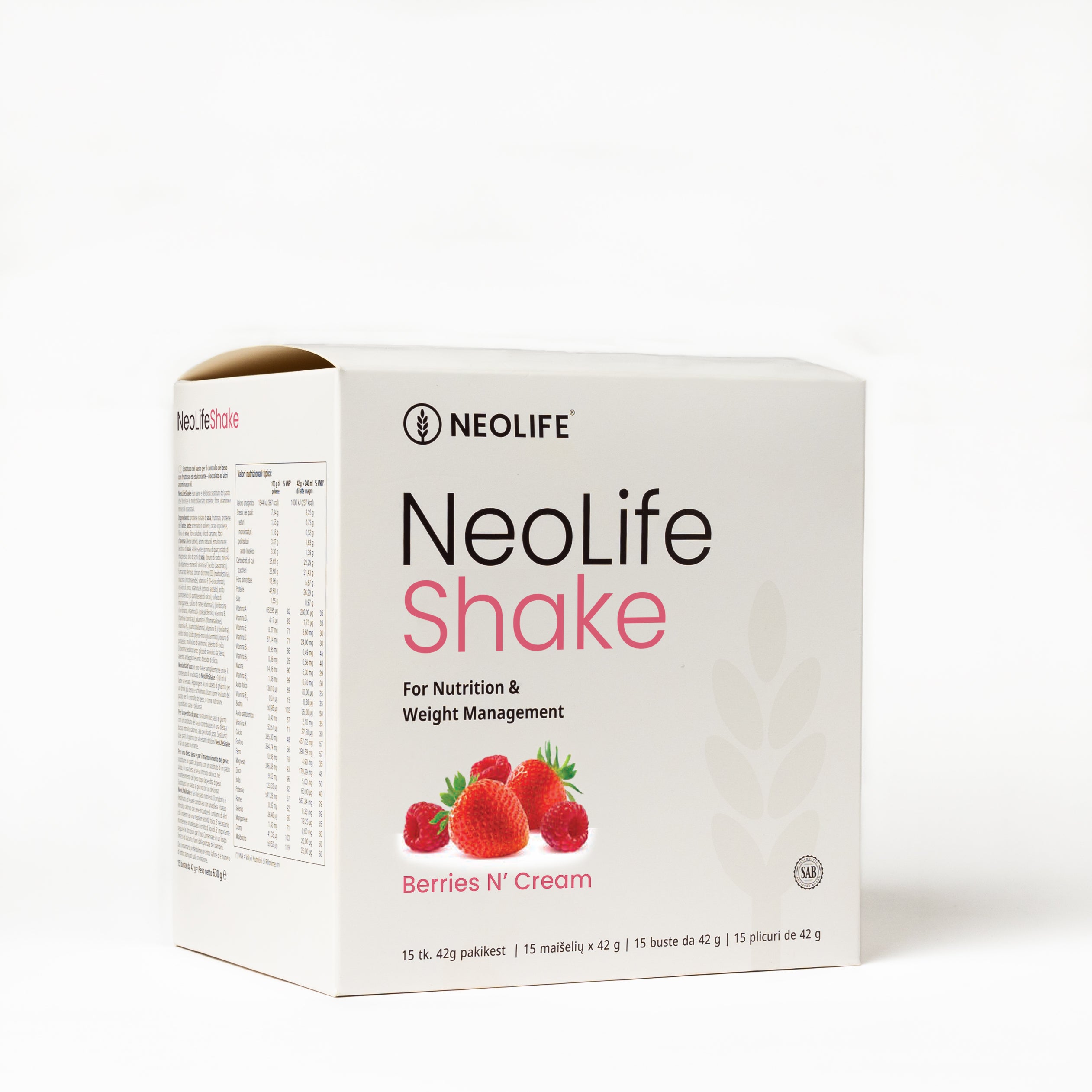 NeoLifeShake baltyminis kokteilis braškių skonio (15 pak.)